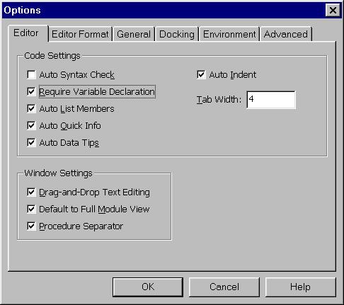 3. Attach code to the interface. It is highly recommended to use the Option in the Tools item in the menu bar in Visual Basic and check the Require Variable Declaration box.