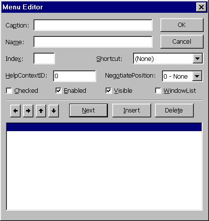 Figure 6-2. Four different ways of invoking the Menu Editor. The first way of invoking the Menu Editor is to use the Tools item in the Visual Basic s menu and then select Menu Editor.