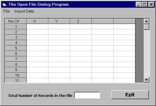Name mnustart Figure 6-13. Interface for the Open File Dialog Program. We now need to add a second form to this application. This form will play the role of the Open File Dialog box.