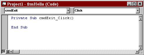 To view and write code in the code-editing window you can either double click on the control or click once and then click on View Code in the project window.
