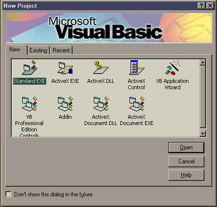 Figure 1-1. Visual Basic s New Project dialog box.