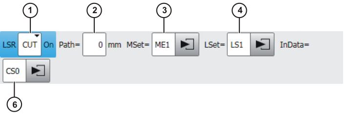 Fig. 7-2: Inline form Activate process (with Cut) Item Description 1 Selects an application. [Empty box]: Only displayed if LaserWeld is not installed.