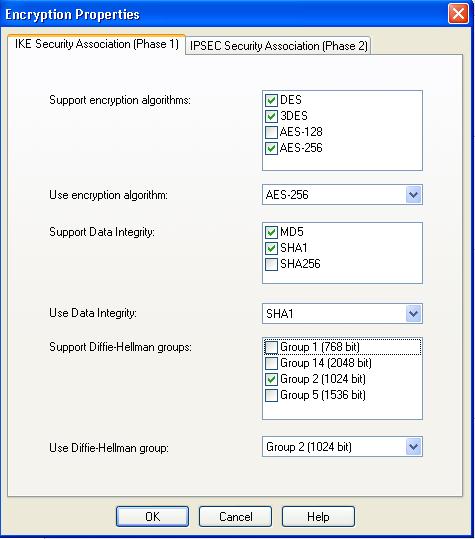 Configuring a Policy Server 3. In the Support encryption algorithms list, make sure that at least one AES encryption algorithm is selected. 4.