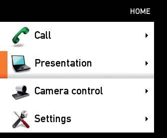 Press the presentation button on the remote control, the default presentation source is activated. Adjust the Volume Zoom the camera in and out.