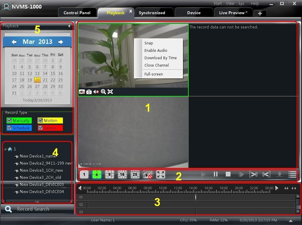 32 7 Playback Management In the interface of control panel, click Playback record files. to enter the interface.