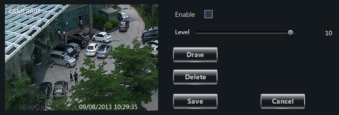 Click Delete button to delete all the ROI areas. Click Save button to save the settings.