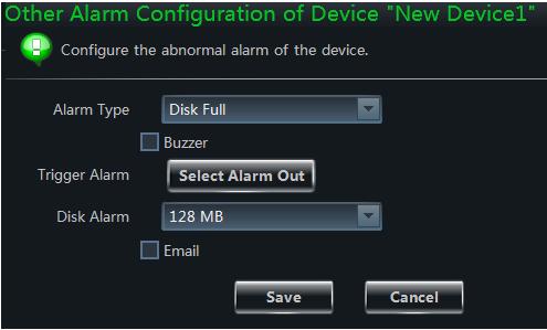 interface. Choose the alarm type according to your need.