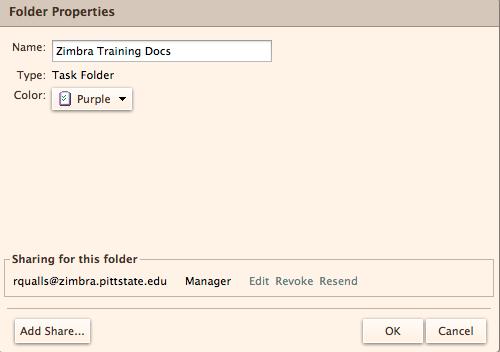 the drop down menu. The Folder Properties dialog box opens.