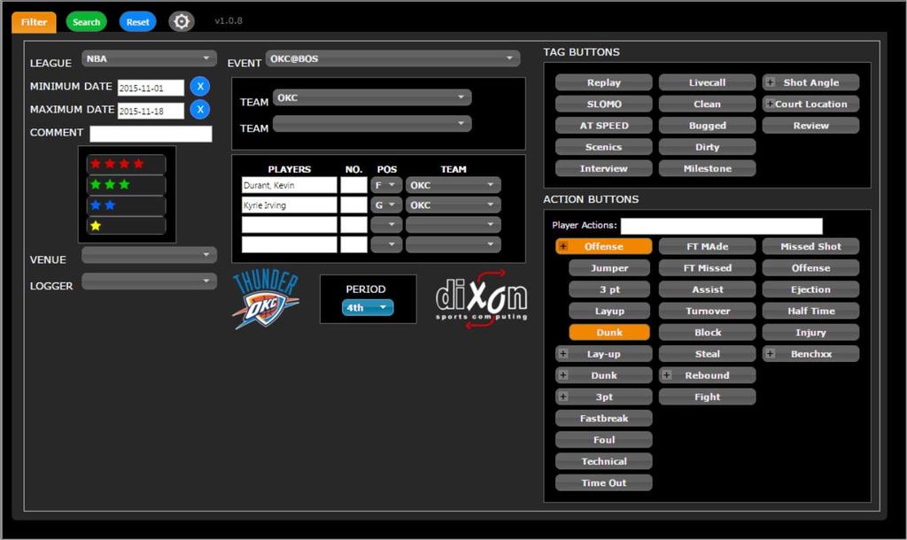 Dixon Hilite System: Media Portal, Logger, & Hilite Selector A leader in Sports Highlight systems, Dixon Sports Computing provides state-of-the-art software for low-cost ingest & playout, logging,