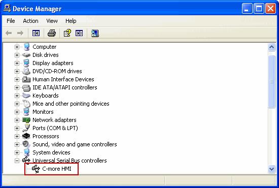 hapter - Troubleshooting US river Troubleshooting heck the US driver using Windows evice Manager: With the -more panel connected to the P, on the P, open ontrol Panel--> System -->Hardware tab -->