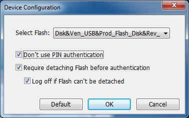 Figure 14 Without PIN Authentication Click the "OK" button to finish. The configuration data will be kept in Windows registry.