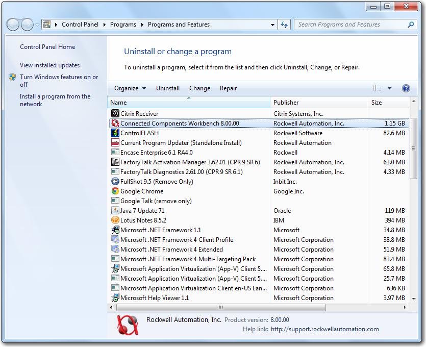 Appendix C PVc DesignStation in Connected Components Workbench Uninstall the Software Uninstalling Connected