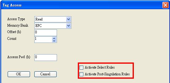 3.3.1 Inventory Rules The Activate Select Rules and Active Post-Singulation Rules checkboxes control whether the select and post singulation criteria that have been configured should be utilized