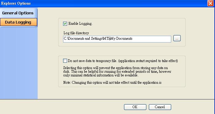 Select the Enable Logging check box. 4. If desired, specify an alternative directory in which log files should be stored.