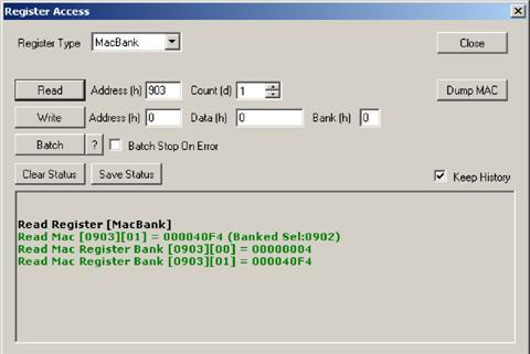 Figure 32: MAC Banked Registers Page The configurable parameters for MAC Banked Register read operations are identical to Mac Register read.