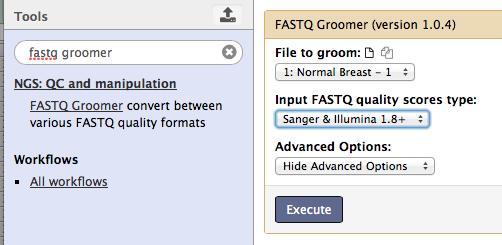 Also set the output format as GTF gene transfer format and leave Send output to Galaxy checked (if you wanted to download the file to your computer you would need to fill the output file name).