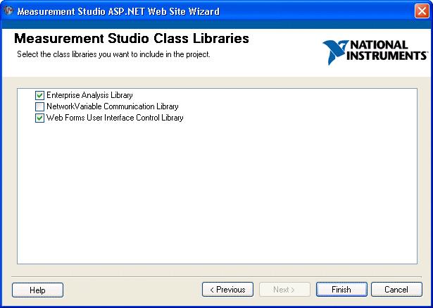 6. Select Analysis Library and Web Forms User Interface Control Library.
