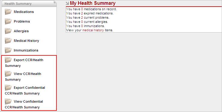 Portal Instructions for the Patient 2. To view your CCR, click View CCR/Health Summary or View Confidential CCR/Health Summary. 3.