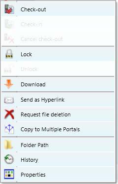 The Right Click Menu The Right Click Menu contains options for working with files. Right click on any file to access the Right Click Menu for the file.