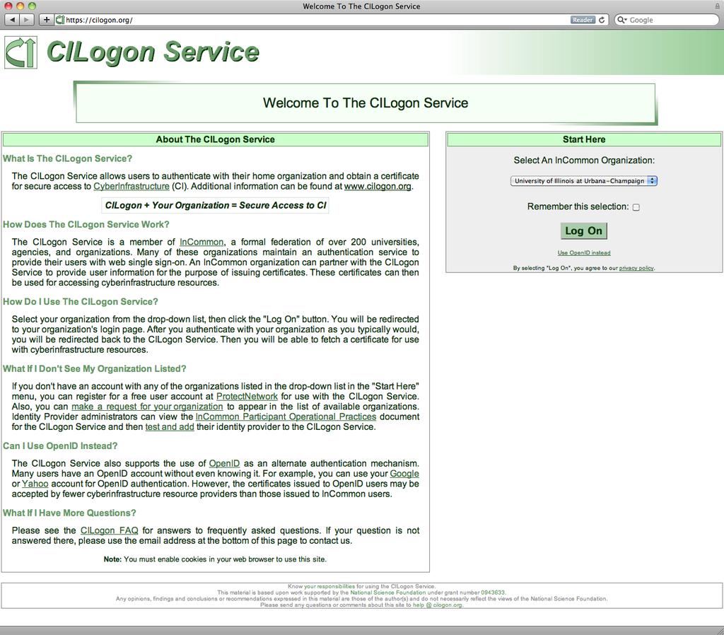 New Service: cilogon.