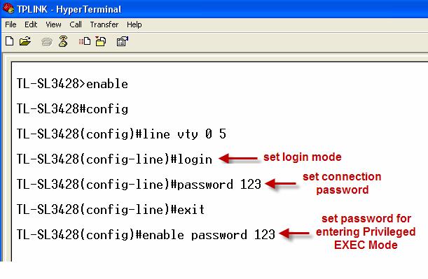 4. Type gpcdng command to enter Privileged EXEC Mode. A password that you have set through Console port connection is required. Here the password is set as"345.
