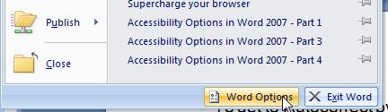 Click on the Word Options Button. 3.