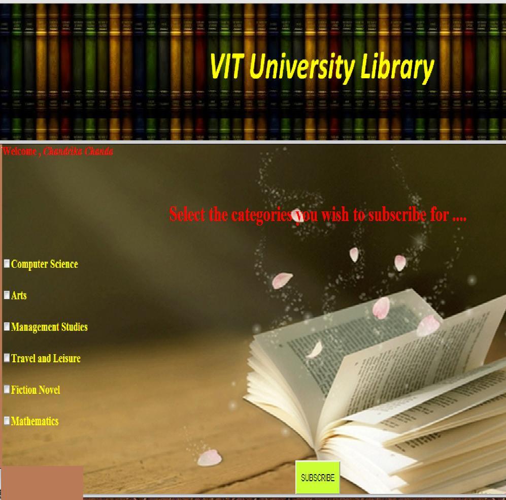 Figure 3 shows the messages received for books due and for new additions to the library. The message is sent to the subscribers, but not to all subscribers.