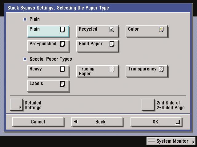 To Copy onto Irregular Sized Paper Copying Functions To copy onto non-standard size paper, simply set the size and type (such as