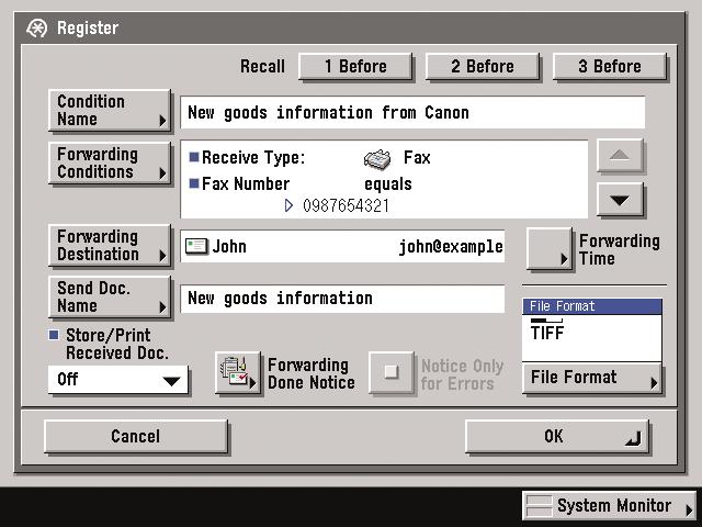 What You Can Do with This Machine (Address Book/Send Basic Features Screen) To Automatically Forward Received Faxes/I-Faxes