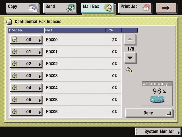You can also set separate settings (Memory Lock) for fax and I-fax documents. Print Press to print the received documents. Printed documents are automatically erased.