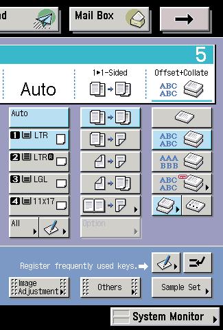 Operating the Express Copy Basic Features Screen Switching between the Copy and Express Copy Basic Features Screen You can press [Copy] or [Express Copy], located on the top of the Basic Features