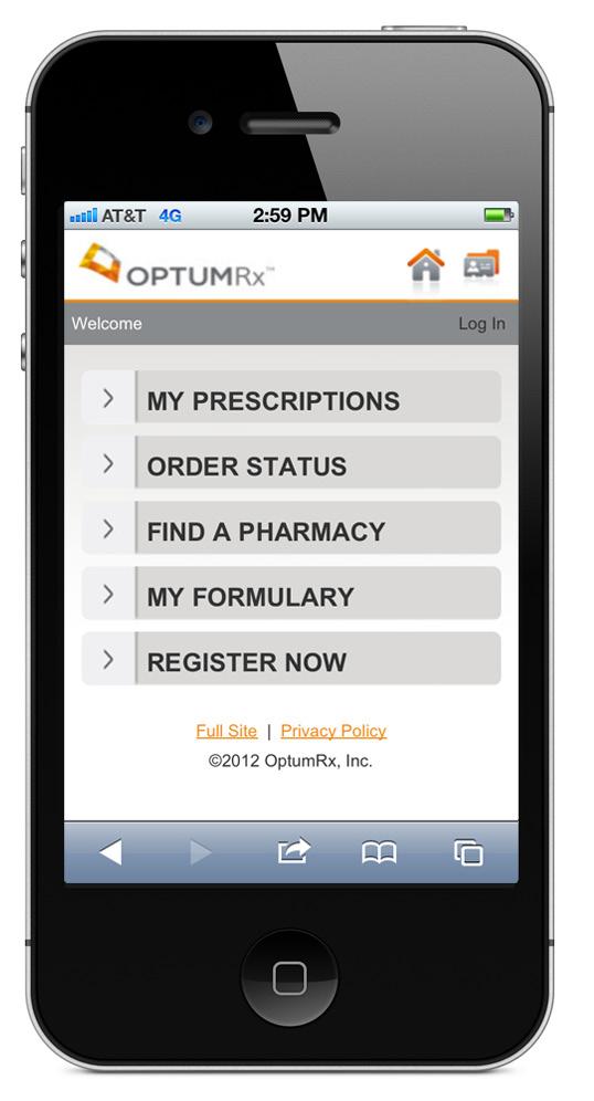 Quick reference guide Mobile website Use your smartphone to access the mobile website, m.optumrx.com. The mobile website lets you manage your prescription benefits from your smartphone.