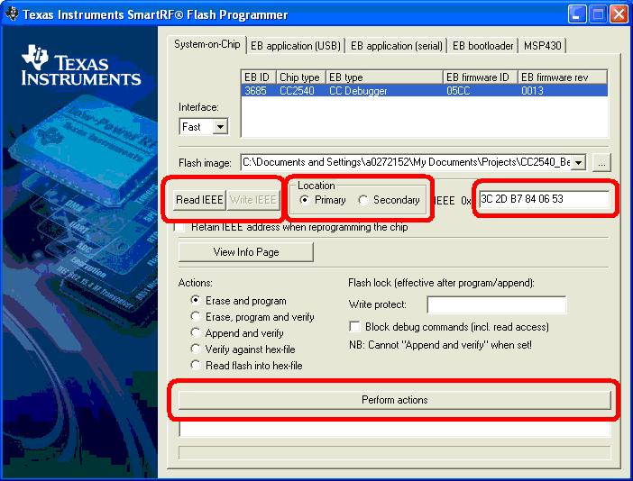 Figure 39 Note that every time you re-program the device using SmartRF Flash Programmer, the secondary address of the device will get set to