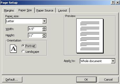 After selecting page setup and typing your title, move the cursor down to where you want to insert your table. Click on the table menu on the top file bar. Select insert table.