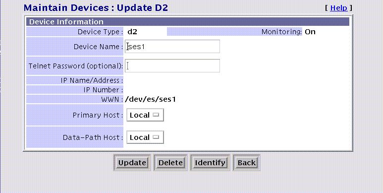 Note In this example, ses1 and ses3 are the names associated with the ESMs SCSI device: /dev/es/ses1 and /dev/es/ses3. 1.