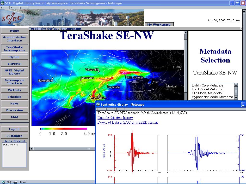 http://sceclib.sdsc.edu/laweb) built upon the WebSim seismogram plotting package developed by seismologist Kim Olsen.