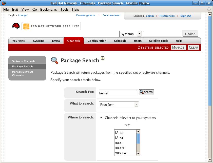 Reference Guide Enter a substring to search all packages in the list for package names that contain the string.