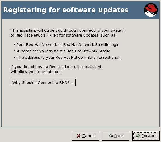 CHAPTER 2. THE RHN_REGISTER CLIENT Figure 2.2. Registering for Software Updates The Registering for Software Updates page summarizes the steps involved in the registration process.