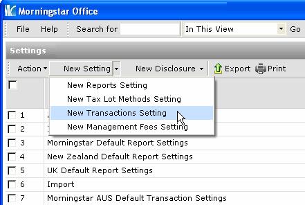 Applying the Correct Settings for Manual Transactions Applying the Correct Settings for Manual Transactions After initializing, Morningstar recommends that you create a setting for manual