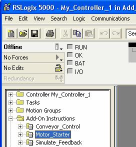Chapter 2 Using an Add-On Instruction Copying an Add-On Instruction Definition Copy an Add-On Instruction into your project when it exists in another RSLogix 5000 project.