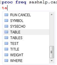 If you place your mouse over the SAS Keyword, Enterprise Guide will automatically display documentation for possible options for that keyword.
