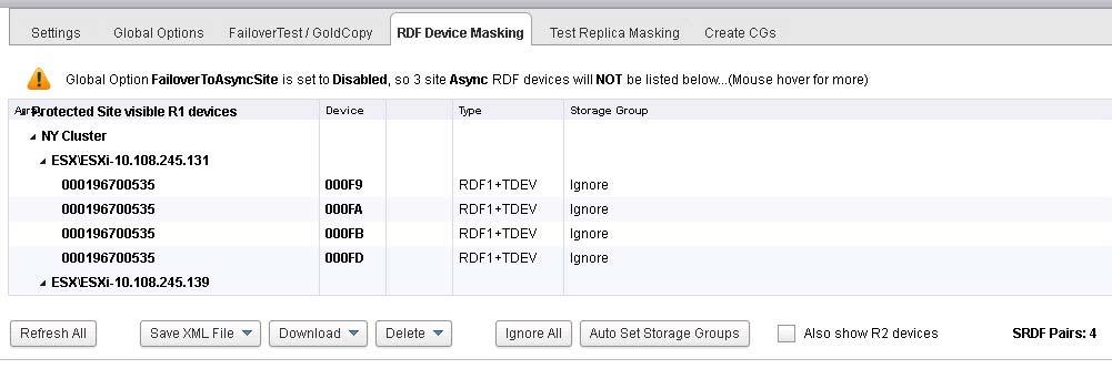 Installation and Configuration Note: Test failover device masking control with the SRDF-AU is covered in Chapter 3. In the SRDF-AU the feature is located in the RDF Device Masking tab.