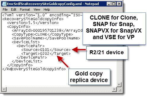 Gold Copy Protection During Failover An example of a gold copy XML file is shown in Figure 107.