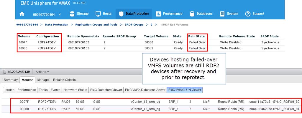 Recovery Operations with 2-site SRDF Reverses recovery plan. The failed-over recovery plan is deleted on the original recovery SRM server and recreated with the newly reversed protection group.