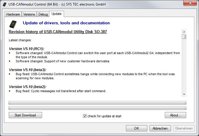 Figure 19: USB-CANmodul Control Start Download After the download has finished a dialog box appears with the message Download successfully finished. Click Start Setup.