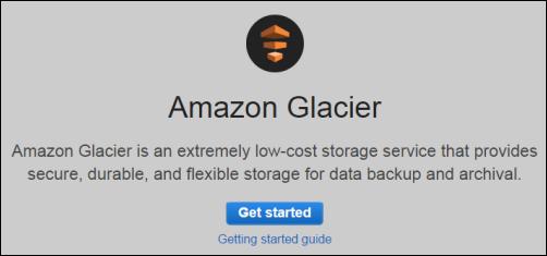 2. Select a region from the region selector. In this getting started exercise, we use the US West (Oregon) region. 3. If you are using Amazon Glacier for the first time, click Get started.