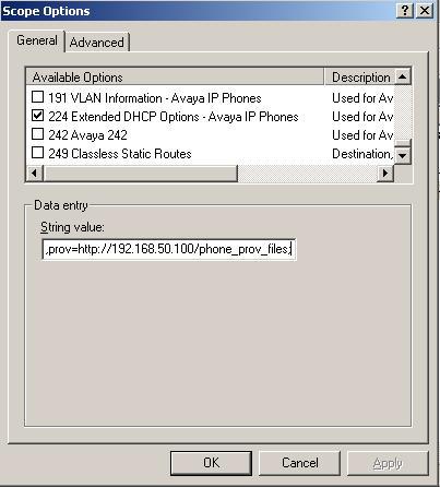 Windows 2003 Server Step 9 Right-click Scope Option from the voice VLAN DHCP scope and select Configure Options.
