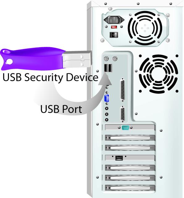 Installation 2 Attach the security device to any of your USB ports.