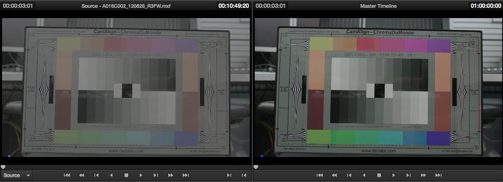 Fig. 8 - LogC footage before and after application of the proper LUT. LogC LUT LogC LUT handling is another important choice to make, depending on your specific image manipulation workflow needs.