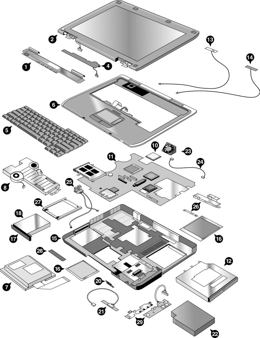 Figure 4-2 Exploded View ze5x00, HP nx9010 and